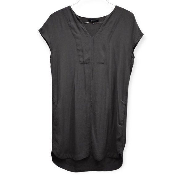 Madewell Tunic S Womens Gray Du Jour Mini V Neck Pullover Pockets Viscoe - Picture 1 of 8